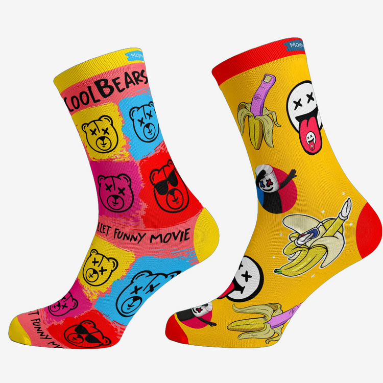 The Fun emoji Combo series 2! Unisex Socks, 100% Combed Cotton, Crew Length, Pack of 2