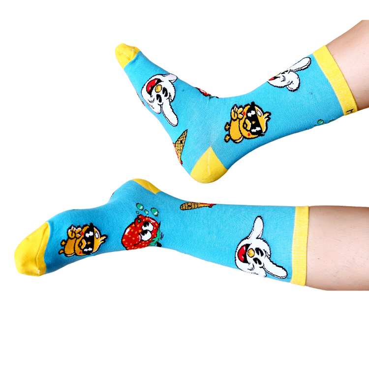 Ice cream Blue! Unisex Socks, 100% Combed Cotton, Crew Length, Pack of 1.