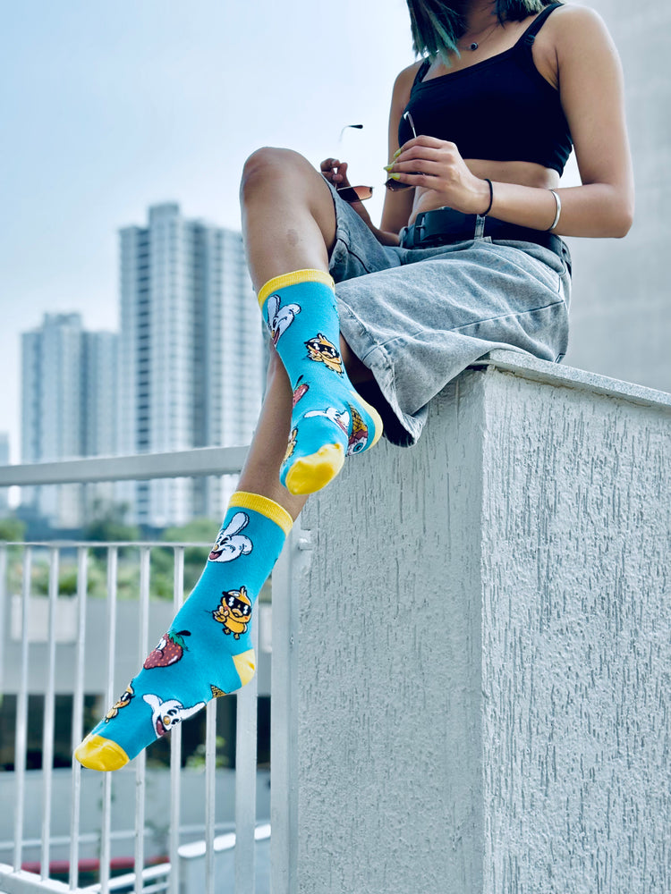 Ice cream Blue! Unisex Socks, 100% Combed Cotton, Crew Length, Pack of 1.