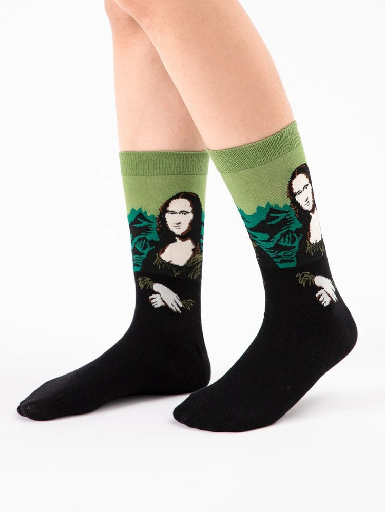 Mona Lisa! Unisex Socks, 100% Combed Cotton, Crew Length, Pack of 1.